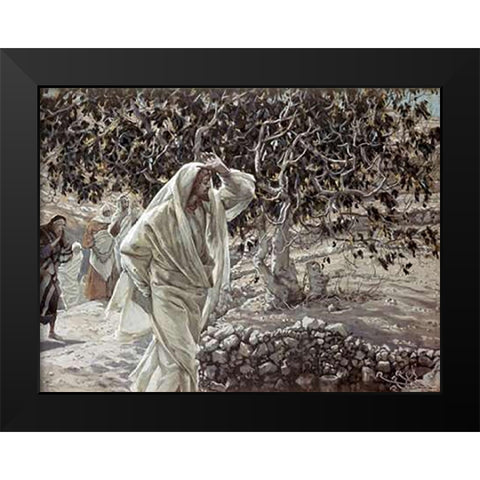 Accursed Fig Tree Black Modern Wood Framed Art Print by Tissot, James