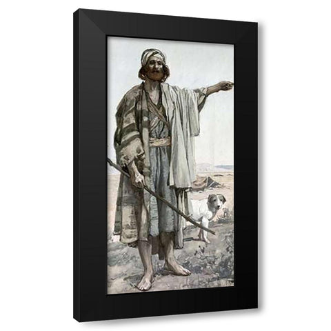 Amos Black Modern Wood Framed Art Print with Double Matting by Tissot, James
