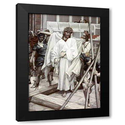 And They Put His Own Raiment On Him Black Modern Wood Framed Art Print with Double Matting by Tissot, James