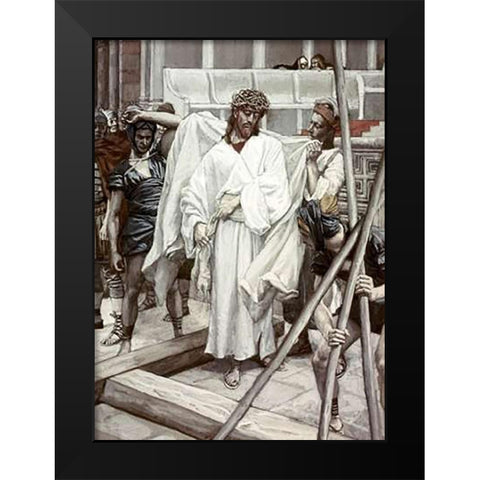 And They Put His Own Raiment On Him Black Modern Wood Framed Art Print by Tissot, James