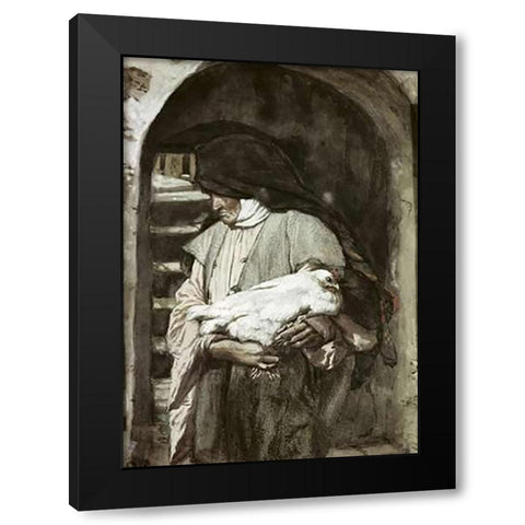 Anna Black Modern Wood Framed Art Print with Double Matting by Tissot, James