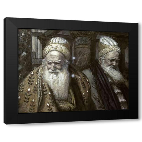 Annas and Caiaphas Black Modern Wood Framed Art Print with Double Matting by Tissot, James