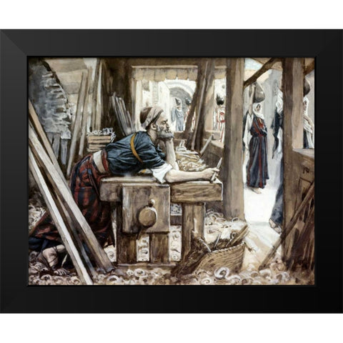 Anxiety of Joseph Black Modern Wood Framed Art Print by Tissot, James Jacques