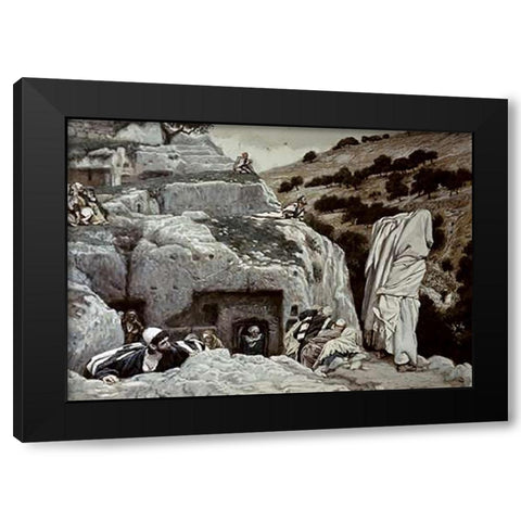 AVintagetles Hiding In The Valley of Hinnom Black Modern Wood Framed Art Print with Double Matting by Tissot, James