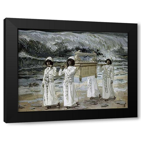 Ark Passes Over The Jordan Black Modern Wood Framed Art Print with Double Matting by Tissot, James
