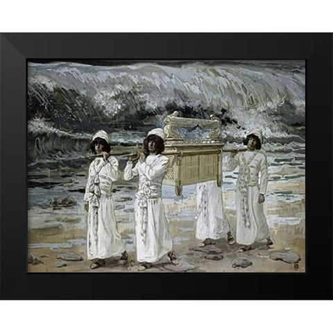 Ark Passes Over The Jordan Black Modern Wood Framed Art Print by Tissot, James