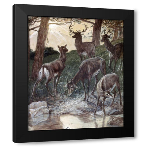 As Pants The Hart Black Modern Wood Framed Art Print with Double Matting by Tissot, James Jacques