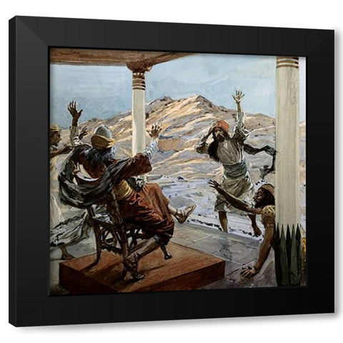 Bad News Black Modern Wood Framed Art Print with Double Matting by Tissot, James