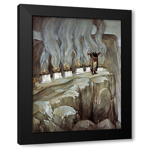 Balaam Prophesies The Glory of Israel Black Modern Wood Framed Art Print with Double Matting by Tissot, James