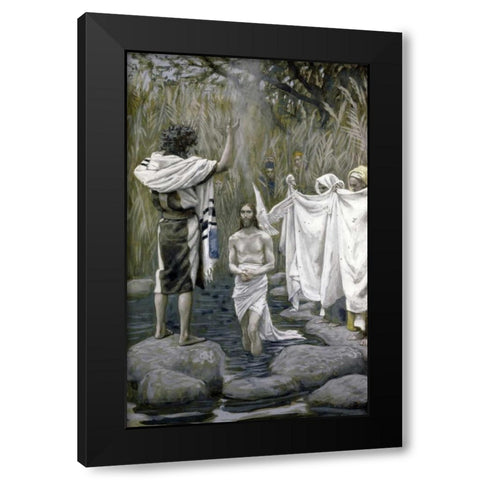 Baptism of Jesus Black Modern Wood Framed Art Print by Tissot, James Jacques