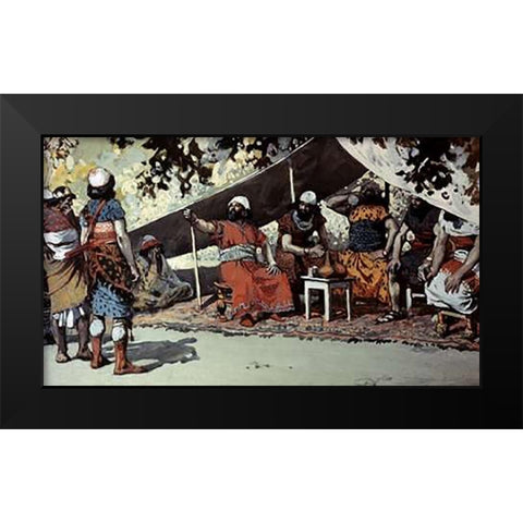Ben-Hadad and The Kings Drinking In The Tent Black Modern Wood Framed Art Print by Tissot, James