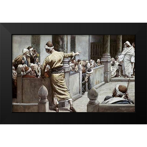 Blind Man Tells His Story To The Jews Black Modern Wood Framed Art Print by Tissot, James