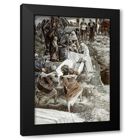 Body of Jesus Carried To The Stone of Anointing Black Modern Wood Framed Art Print with Double Matting by Tissot, James Jacques