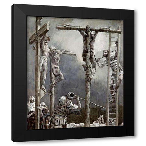 Breaking The Thieves Legs Black Modern Wood Framed Art Print with Double Matting by Tissot, James