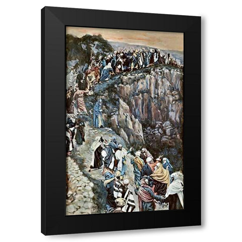 Brow of The Hill Near Nazareth Black Modern Wood Framed Art Print with Double Matting by Tissot, James