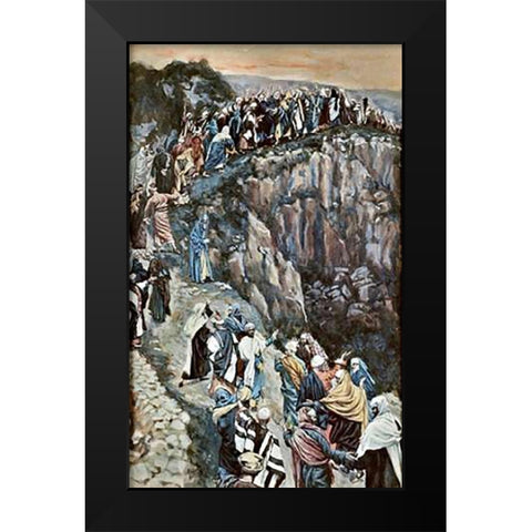 Brow of The Hill Near Nazareth Black Modern Wood Framed Art Print by Tissot, James