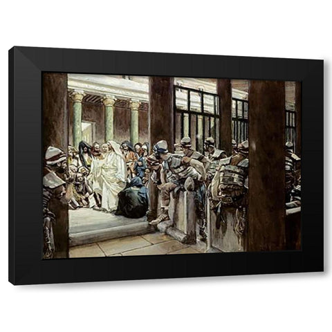 But No Man Laid Hands Upon Him Black Modern Wood Framed Art Print with Double Matting by Tissot, James