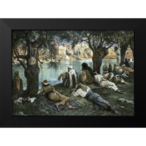 By The Waters of Babylon Black Modern Wood Framed Art Print by Tissot, James Jacques