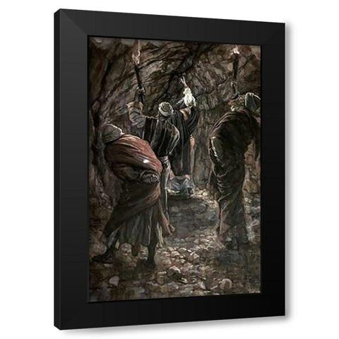 Chasm In The Rock of Calvary Black Modern Wood Framed Art Print by Tissot, James