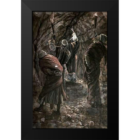 Chasm In The Rock of Calvary Black Modern Wood Framed Art Print by Tissot, James