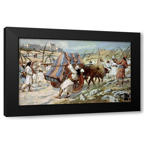 Chastisement of Uzzah Black Modern Wood Framed Art Print with Double Matting by Tissot, James