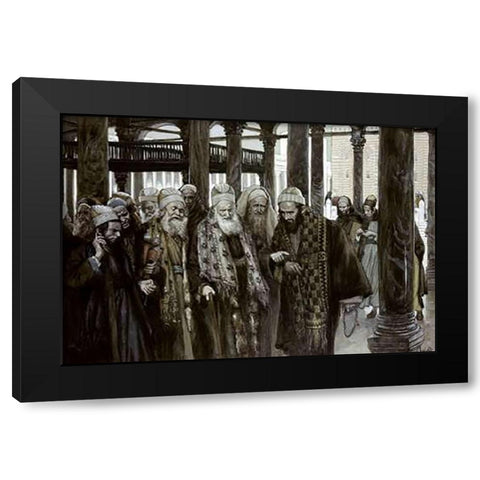 Chief Priests Take Counsel Together Black Modern Wood Framed Art Print with Double Matting by Tissot, James