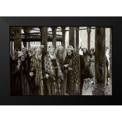 Chief Priests Take Counsel Together Black Modern Wood Framed Art Print by Tissot, James