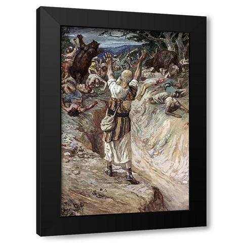 Children Devoured By Bears Black Modern Wood Framed Art Print by Tissot, James