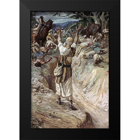 Children Devoured By Bears Black Modern Wood Framed Art Print by Tissot, James
