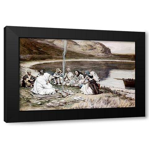 Museumist Eating With His Disciples Black Modern Wood Framed Art Print with Double Matting by Tissot, James