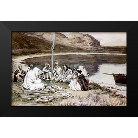 Museumist Eating With His Disciples Black Modern Wood Framed Art Print by Tissot, James