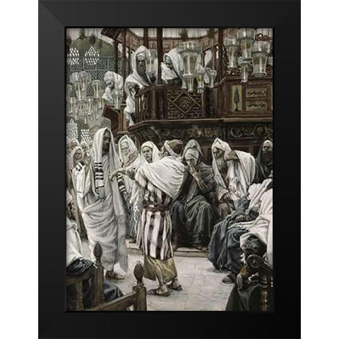 Museumist Healing The Withered Hand Black Modern Wood Framed Art Print by Tissot, James