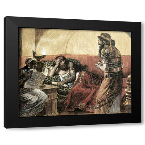 Museumonicles Are Read To Ahasuerus Black Modern Wood Framed Art Print with Double Matting by Tissot, James