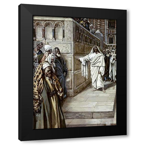 Corner Stone Black Modern Wood Framed Art Print with Double Matting by Tissot, James