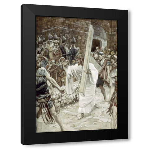 Daughters of Jerusalem Black Modern Wood Framed Art Print by Tissot, James Jacques