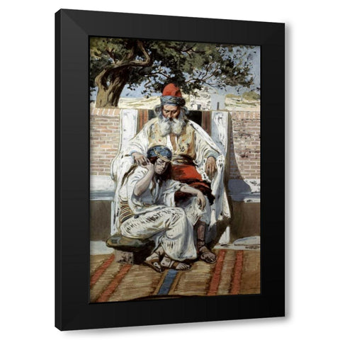 David and Abishag Black Modern Wood Framed Art Print by Tissot, James Jacques