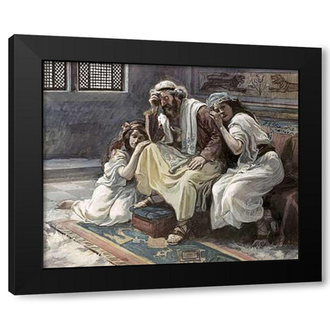 David Mourns His Son Ammon Black Modern Wood Framed Art Print by Tissot, James