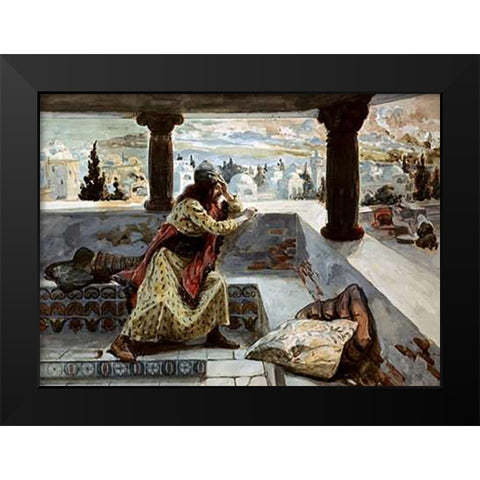 David Sees Bath-Sheba Bathing Black Modern Wood Framed Art Print by Tissot, James