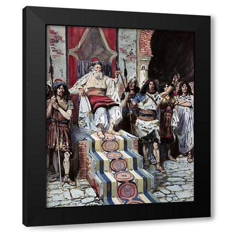 David Sees The Messenger Arrive Black Modern Wood Framed Art Print by Tissot, James