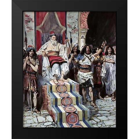 David Sees The Messenger Arrive Black Modern Wood Framed Art Print by Tissot, James