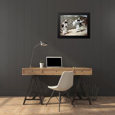 Dead Bodies Carried Away Black Modern Wood Framed Art Print by Tissot, James