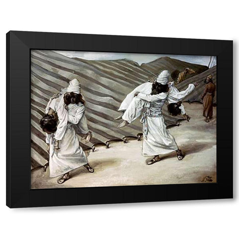 Dead Bodies Carried Away Black Modern Wood Framed Art Print by Tissot, James