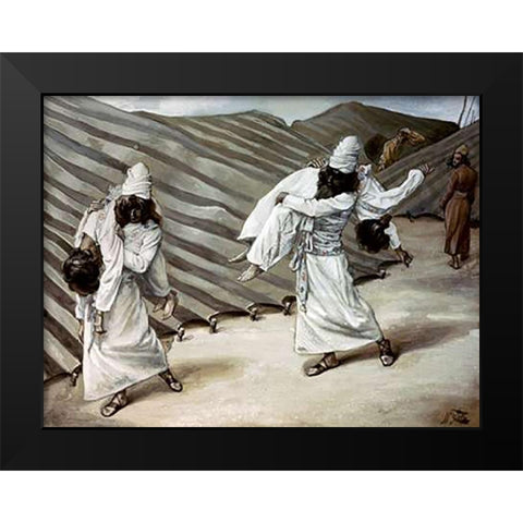 Dead Bodies Carried Away Black Modern Wood Framed Art Print by Tissot, James