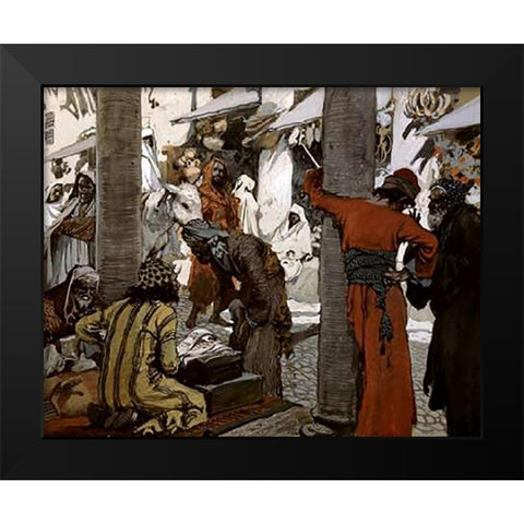 Deceit and Guile Depart Not From Her Streets Black Modern Wood Framed Art Print by Tissot, James
