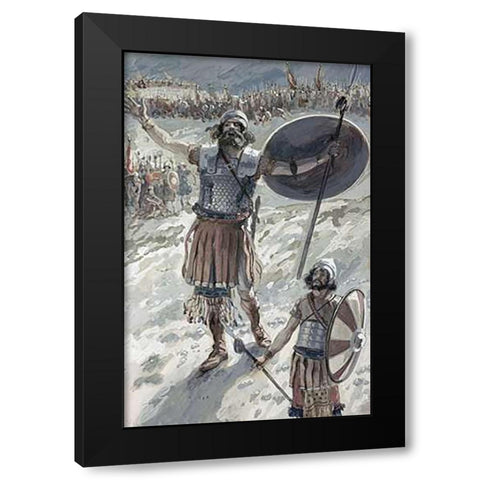 Defiance of Goliath Black Modern Wood Framed Art Print with Double Matting by Tissot, James