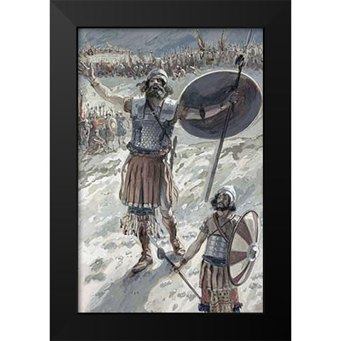 Defiance of Goliath Black Modern Wood Framed Art Print by Tissot, James