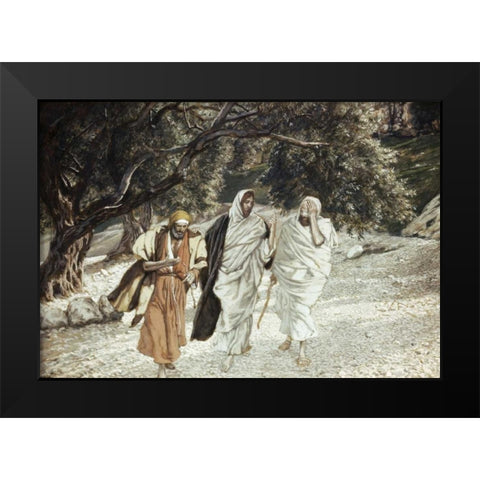 Disciples On The Road To Emmaus Black Modern Wood Framed Art Print by Tissot, James Jacques