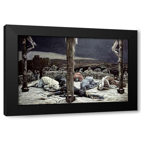 Earthquake Black Modern Wood Framed Art Print by Tissot, James