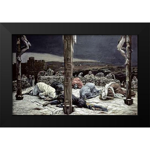 Earthquake Black Modern Wood Framed Art Print by Tissot, James