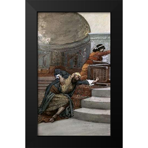 Eglon Slain By Ehud Black Modern Wood Framed Art Print by Tissot, James